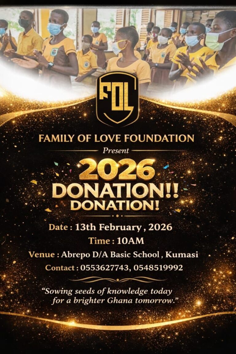Family Of Love Foundation Announces 2026 Donation Drive in Kumasi.