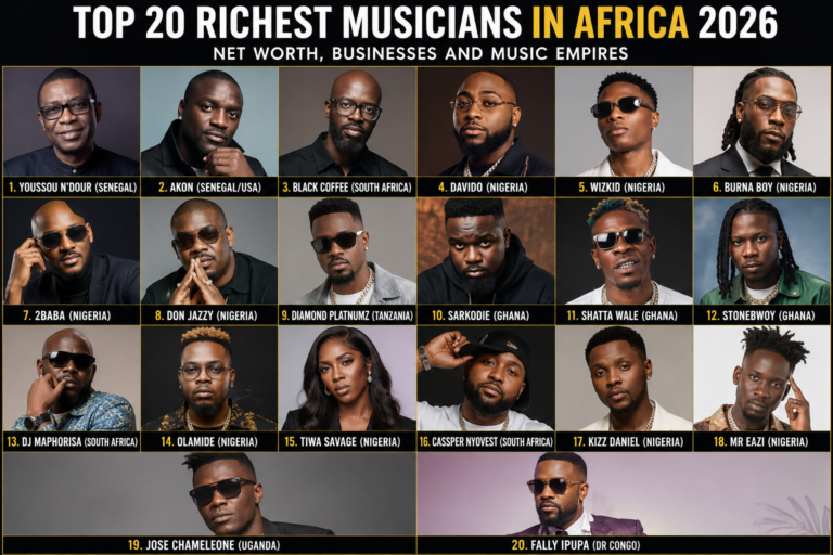 Top 20 Richest Musicians in Africa 2026: Net Worth, Businesses and Music Empires.